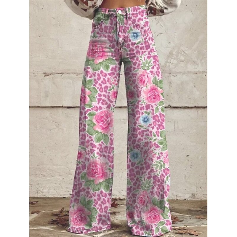 Retro Vintage Boho 1970s Pants Wide Legged Pants Hippie Disco High Waist Camouflage Faux Jeans Style Fancy Dress Women's Carnival Casual Daily Music Festival Retro Theme Party Adults' Pants2