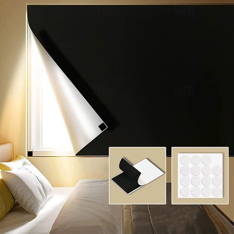 Black Portable Blackout Curtains for Bedroom-Full Blackout Window Cover Film Portable Travel Blackout Curtains Temporary Blind Screen Darkening Fabric Blackout Blinds for Baby Nursery3