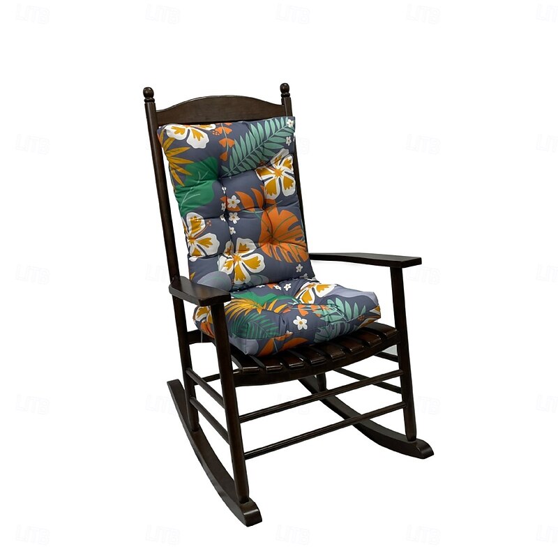 Indoor/Outdoor Rocking Chair Cushion Set, Tufted Water Resistant Chair Cushion Rocking Chair Pads Includes Seat Pad & Back Pillow with Ties, High Back Chair Cushion for Porch, Yard Garden2