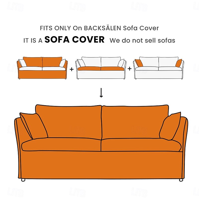 Sofa Cover Suitable For BACKSÄLEN Sofa Solid Color Quilted Velvet Slipcovers2