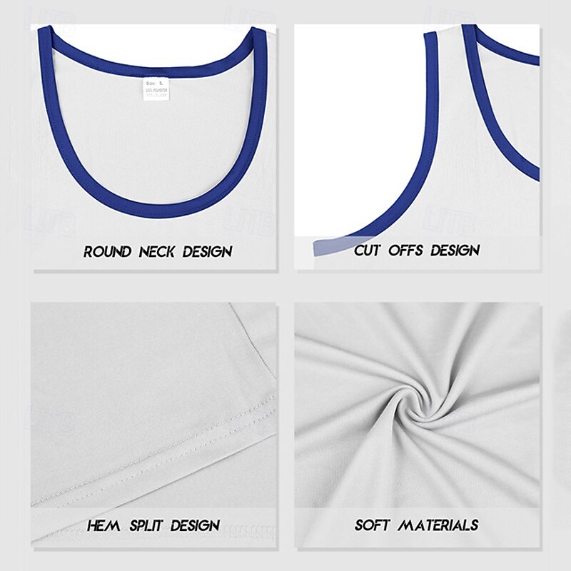 Men's Tank Top Vest Top Undershirt Sleeveless Shirt Sleeveless Crew Neck Summer Letter Fashion Designer Basic Patchwork Vacation Street Going out Black White Red Top Tee for Men4