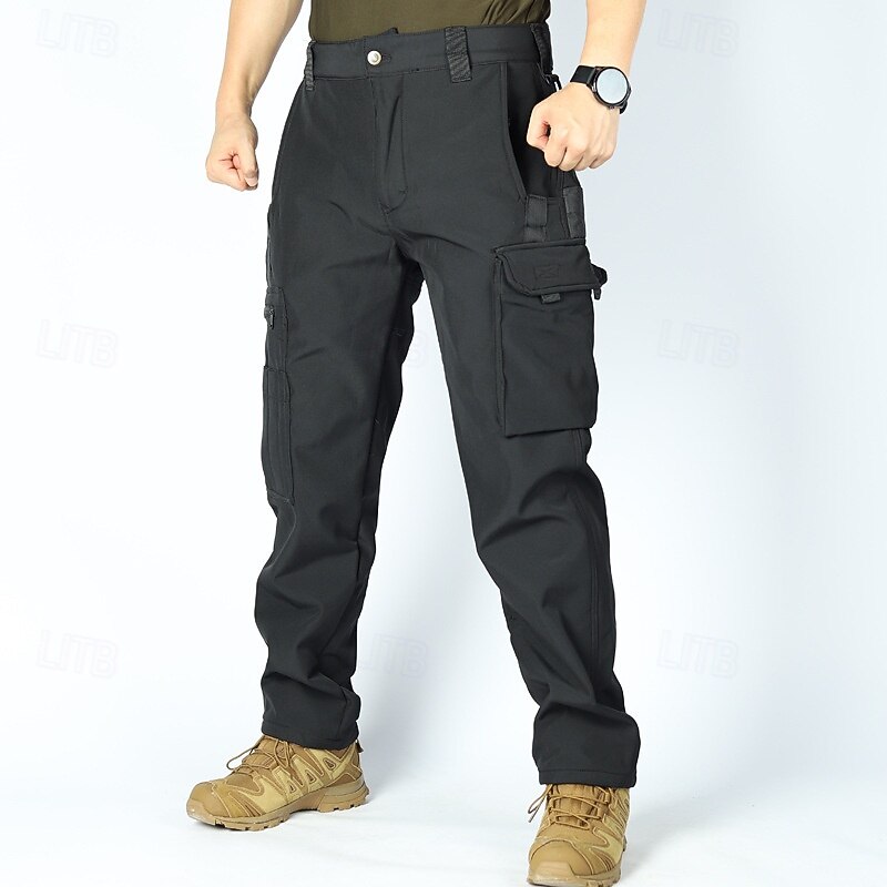 Men's Cargo Pants Tactical Pants Trousers Buttons Multi Pocket Plain Wearable Outdoor Daily Camping & Hiking Fashion Classic Black Camouflage4