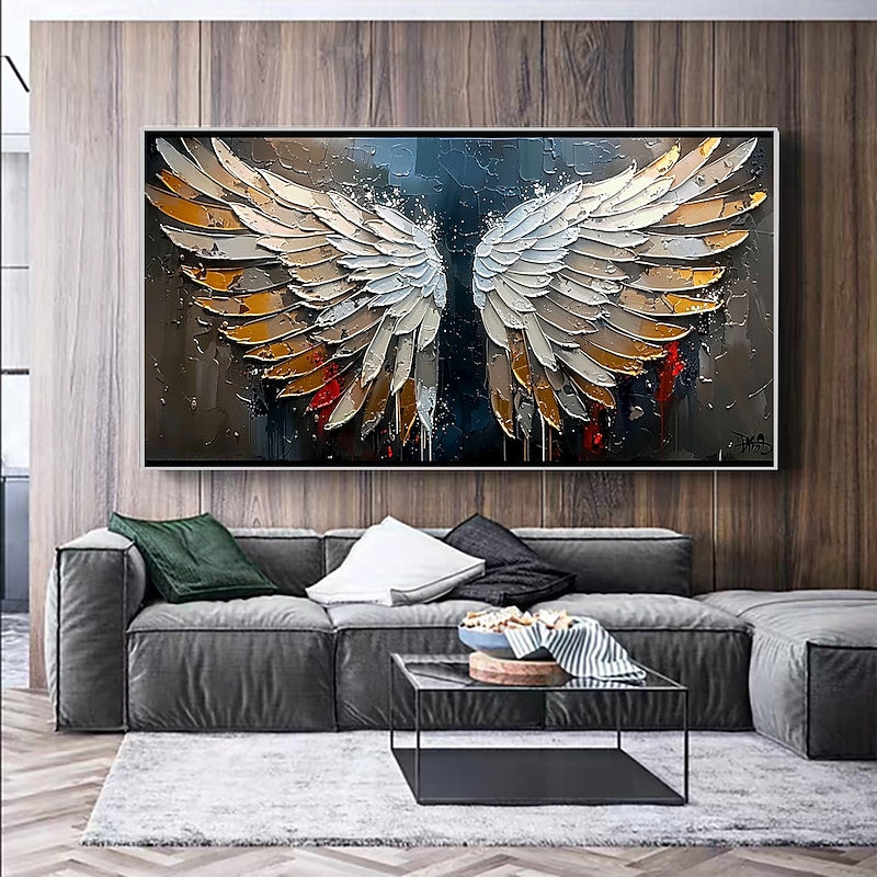 Handmade Original Colorful Wings Oil Painting On Canvas Abstract Angel Wings Wall Art for Home Decor With Stretched Frame Without Inner Frame Painting3