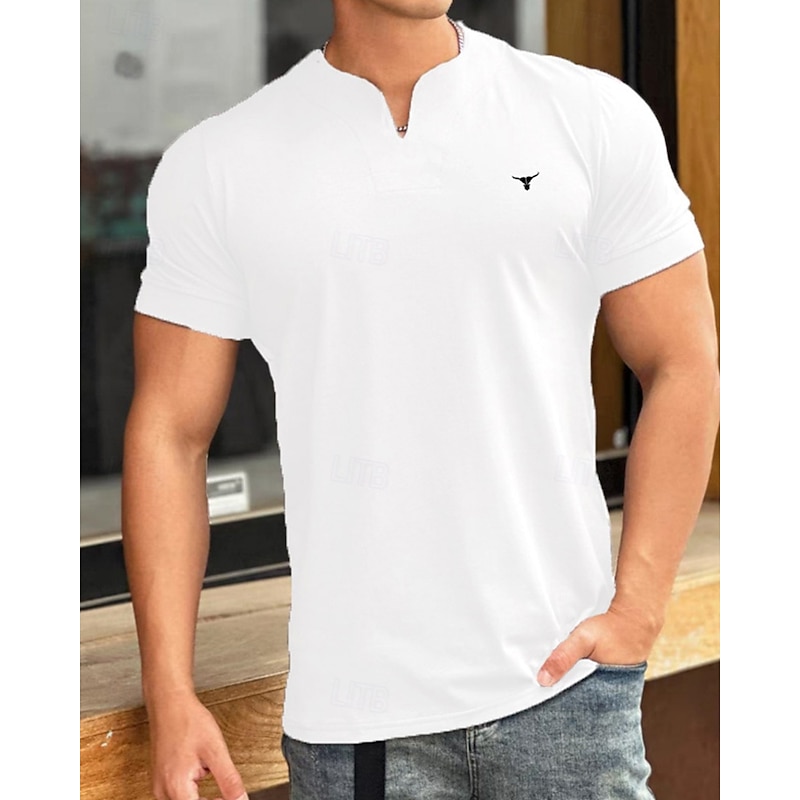 Men's T Shirt Tee Short Sleeve Shirt Tee Top Short Sleeve V Neck Summer Pattern Fashion Designer Basic Print Vacation Street Going out Black White Navy Blue Top Tee for Men3