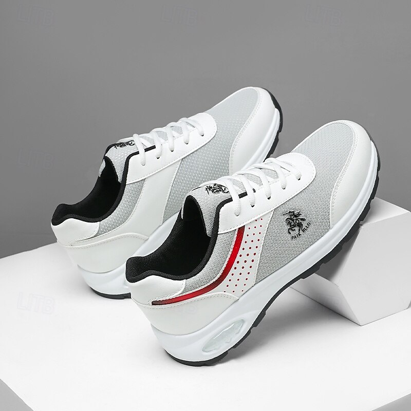 Men's White and Grey Running Sneakers with Breathable Upper and Air Cushion - Sporty, Comfortable, Perfect for Running, Gym and Outdoor Activities3