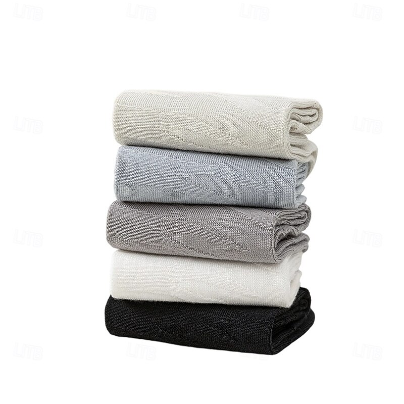 Men 1 Pair Socks Black White Color Plain School Formal Outdoor Plain Thin Summer Daily Casual3