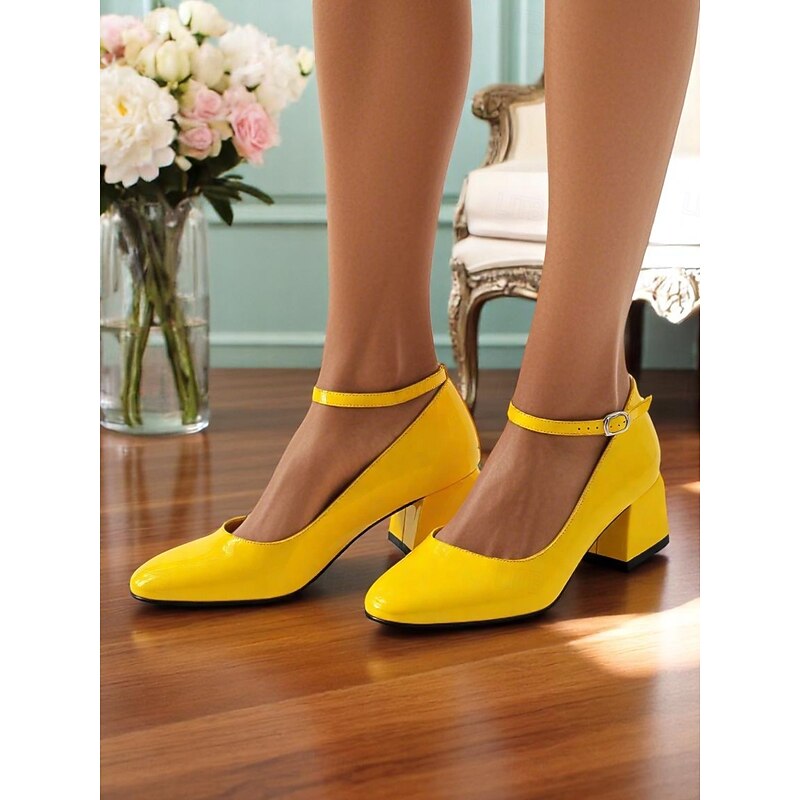 Women's Shiny Purple Patent Leather Mary Jane Heels – 1950s Retro Block Heel Pumps with Ankle Strap for Vintage Party, Wedding, and Prom2