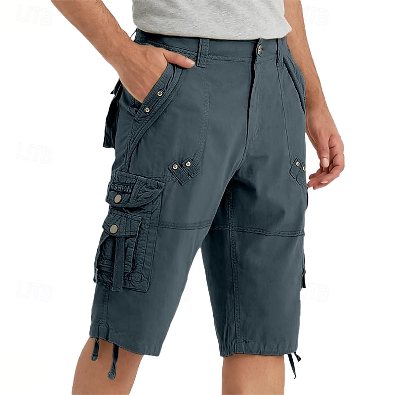 Men's Capri Cargo Shorts Outdoor Shorts Casual Shorts Hiking Shorts Baggy Shorts Multi Pocket 8 Pocket Plain Wearable Moisture Wicking Calf-Length Outdoor Casual Daily Fashion Streetwear Black Wine4