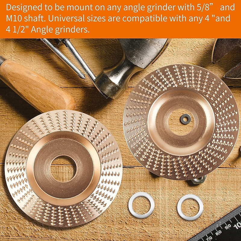 3PCS Wood Carving Disc Set for 4" or 4 1/2" Angle Grinder with 5/8" Arbor, Grinding Wheel Shaping Disc for Wood Cutting, Grinder Cutting Wheel Attachments2