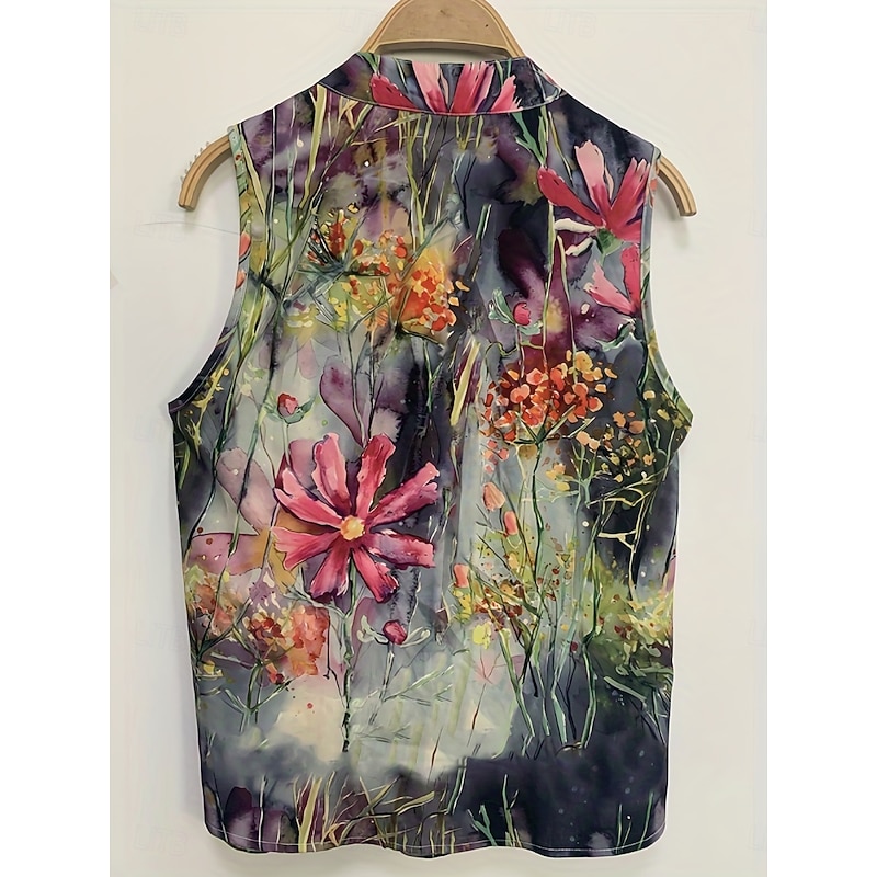 Women's Camisole Tank Top Floral Daily Casual Sleeveless V Neck Regular Tops Daily Print Green Summer2