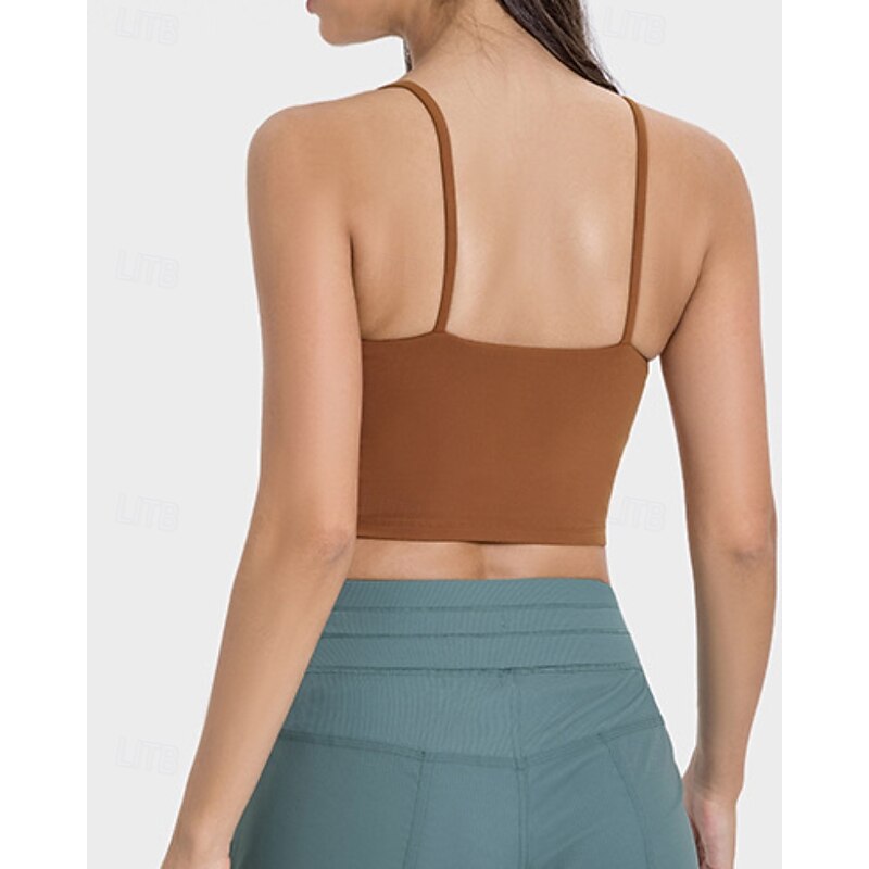 Women's Solid Colored Tennis Bra Sleeveless Shockproof Breathable Tennis Golf Pickleball Strap White Orange Brown Tennis Clothing4