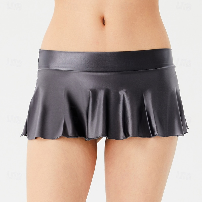 Shiny Mini Skirt for Women - Metallic Spandex Pleated Skater Skirt for Pride Parade, Neon Party,  Rave, Drag Shows, and EDM Festivals2