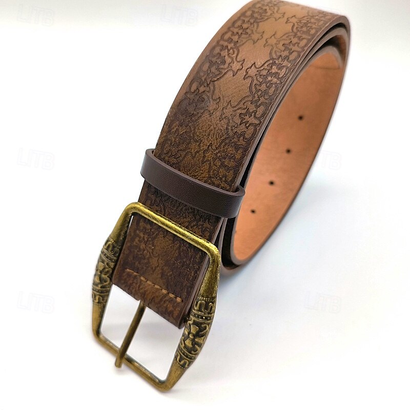 Men's Belt Waist Belt Brown Alloy Durable Adjustable Floral Outdoor Daily3