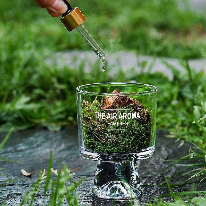 Fireless Aromatherapy Wooden Scented Cup, 1PC Pine and Moss Fragrance Diffuser Without Essential Oils, Forest Style Long-Lasting Air Freshener Ornament for Living Room, Bedroom, Office, Bathroom