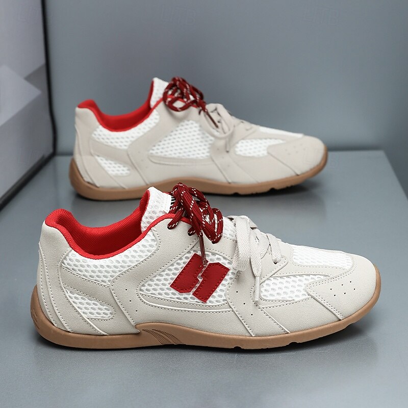 Men's Beige and Red Running Sneakers with Ventilated Upper and Durable Sole - Performance-oriented, Trendy, Perfect for Fitness and Casual Outings3