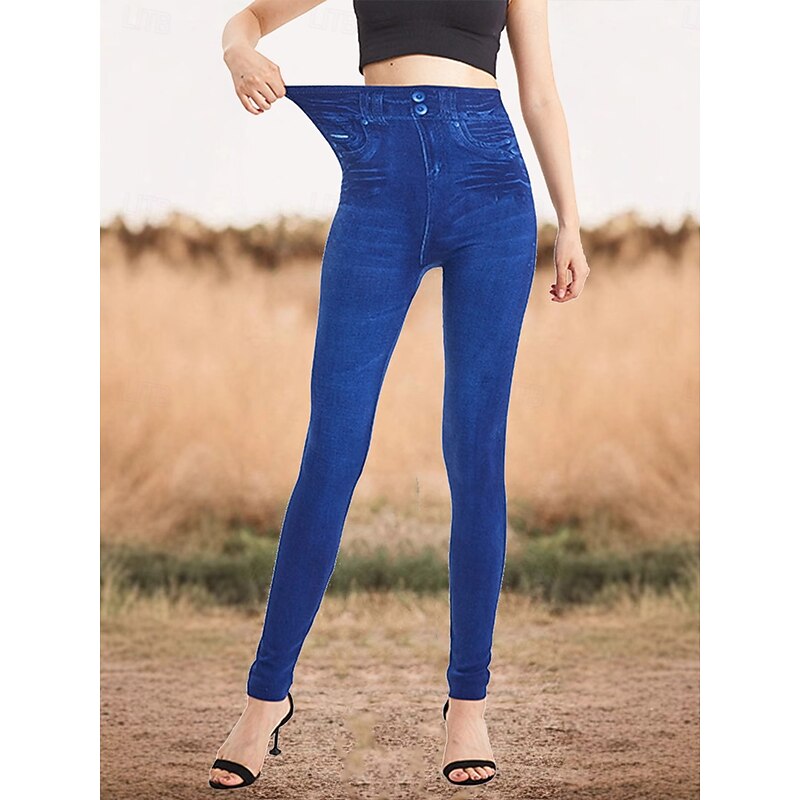 Women's Leggings Trousers 3D Print Chinos Vacation Casual Full Length High Waist Graphic Printing Comfy Soft Comfortable Stretchy Outdoor Street Blue Summer Slim Fit3