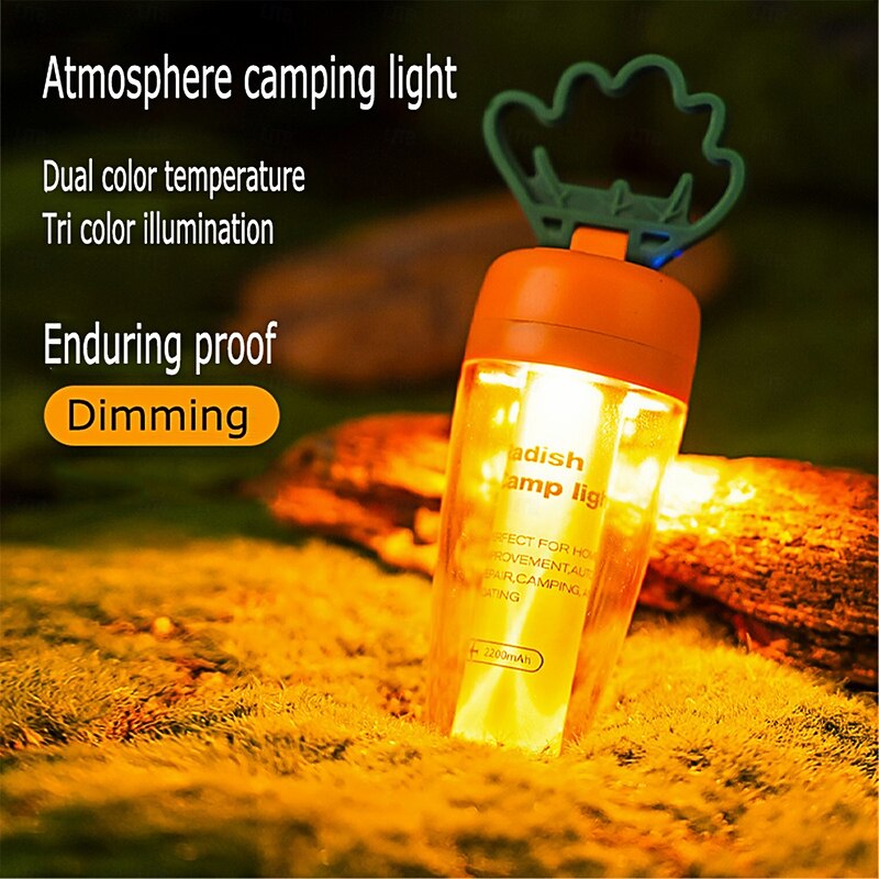 Outdoor Camping Lights Carrot Three Color Adjustable Radish Shaped Atmosphere Lamp Tent Lamp Outdoor Camping Lighting Long Endurance Charging Lamp Camping Lamp Usb Charging  1PC2