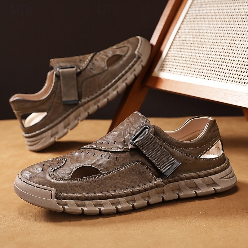 Men's Sandals Brown Outdoor Sandals with Velcro Straps and Comfortable Design for Hiking Travel and Everyday Use3