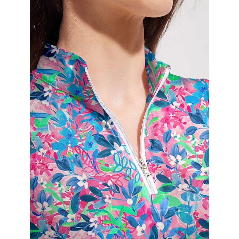 Women's Golf Polo Shirt Pink Sleeveless Top Ladies Golf Attire Clothes Outfits Wear Apparel3