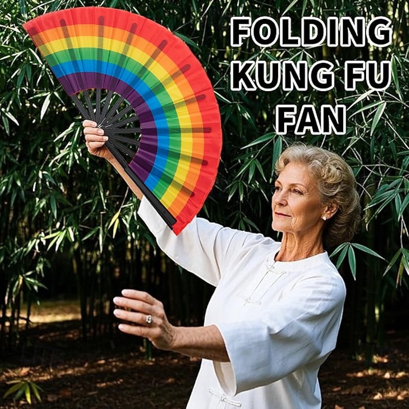 Pride Folding Fan Boots on The Ground Holographic Folding Hand Fan, Rainbow Line Dance Clap Fan, LGBTQ Party Supplies, Love is Love Foldable Popping Fan in Laser Colors