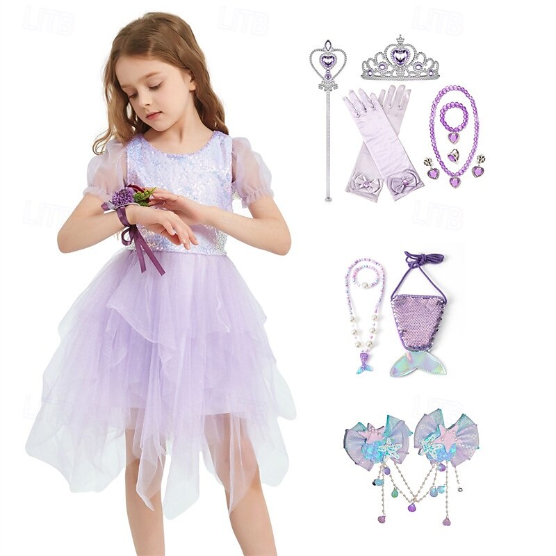 Little Mermaid Ariel Princess Aqua Princess Dress Costume Flower Girl Dress Movie TV Theme Costumes Movie Cosplay for Girls' Kid's Carnival World Book Day Performance Event / Party - Main Image