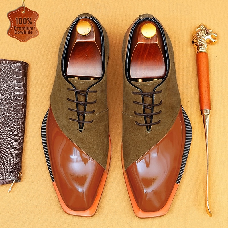 Men's Premium Brown Leather Lace-Up Shoes with Brogue Detailing – Sophisticated Shoes for Gala Dinners, Formal Balls  and Evening Affairs