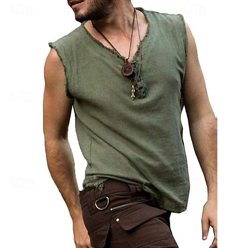 Men's Tank Top Vest Top Undershirt Sleeveless Shirt Sleeveless V Neck Summer Plain Fashion Designer Basic Classic Vacation Street Going out Black Wine Blue Top Tee for Men2