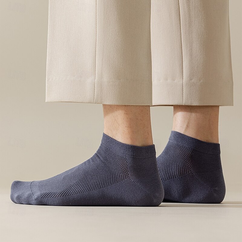 Men 1 Pair Socks No Show & Liner Socks Black White Color Plain School Formal Outdoor Thin Summer Spring Fall All Seasons Daily Casual3