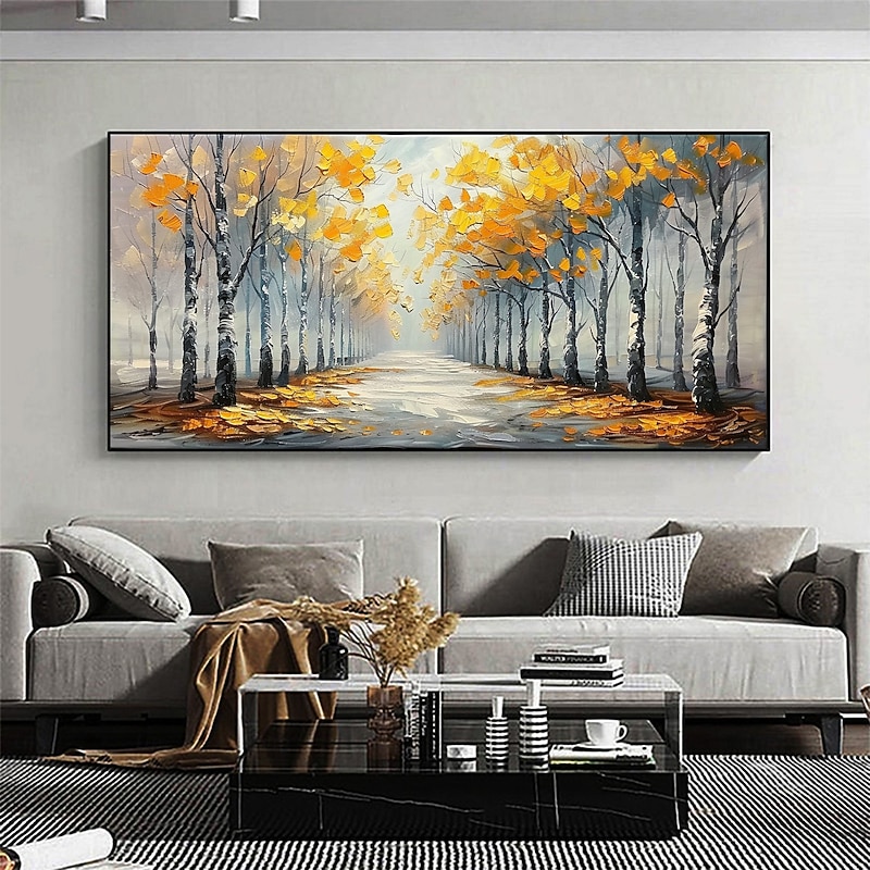 Handmade Original Forest Trail Oil Painting On Canvas Abstract Tree Scenery Wall Art for Home Decor With Stretched Frame Without Inner Frame Painting3