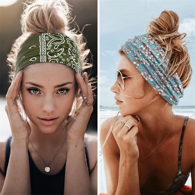 Headbands for Women Boho Elastic Hairbands for Women s Hair Non Slip Wide Thick Head Band Fashion Soft Fabric Woman Headbands Short Hair Accessories for Women3