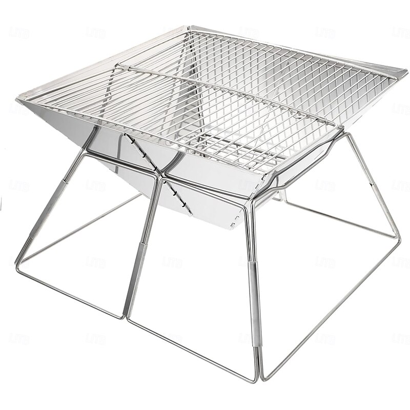 Stainless Steel Foldable Camping Grills Portable Wood Burning Charcoal Grill with Carrying Bag