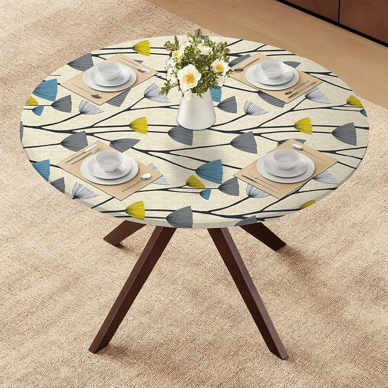 Table Covers For The Home Deluxe Elastic Edged Flannel Backed Vinyl Fitted Table Cover Pattern Large Round Oblong Oval2