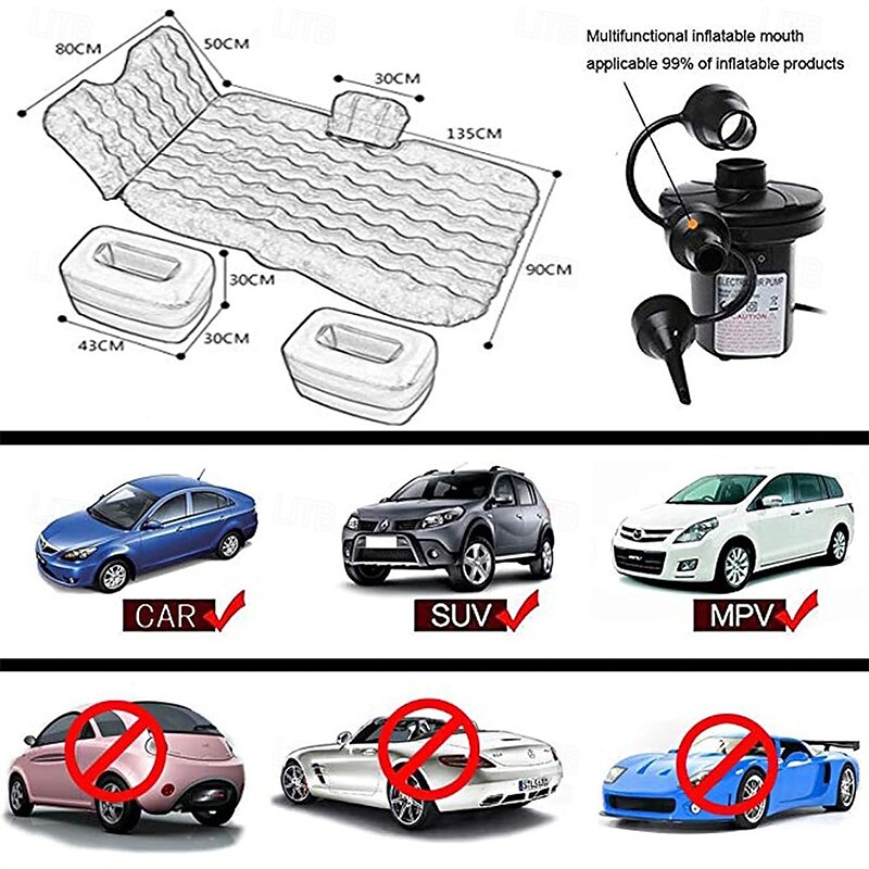 Inflatable Car Air Mattress Back Seat Bed Inflatable Car Air Mattress with Pump Thickened Backseat Travel Bed for Road Trip Camping2