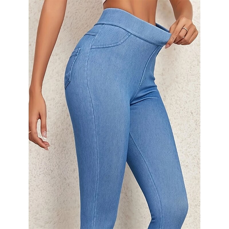 Women's Jeggings Vacation Vintage Ethnic Style Full Length High Waist High Cut Comfort Breathable Quick Dry Stretchy Outdoor Yoga Street Black Blue Dark Blue Summer Slim Fit2