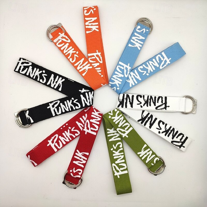 Men's Belt Waist Belt Black White Canvas Alloy Durable Adjustable Letter Outdoor Daily2