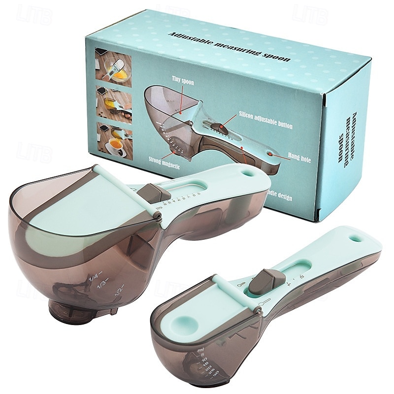 Adjustable Measuring Spoon, Multifunctional Cooking Metering Scoop Scale Baking Accessories Kitchen Tool Sets Measurements for Solid/Powder/Liquid 202