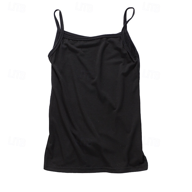 Kids Girls' Tank Solid Color Outdoor Sleeveless Streetwear 4-12 Years Summer Black White Pink4