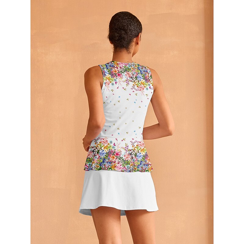 Women's Tennis Shirt White Sleeveless Top Ladies Golf Attire Clothes Outfits Wear Apparel2