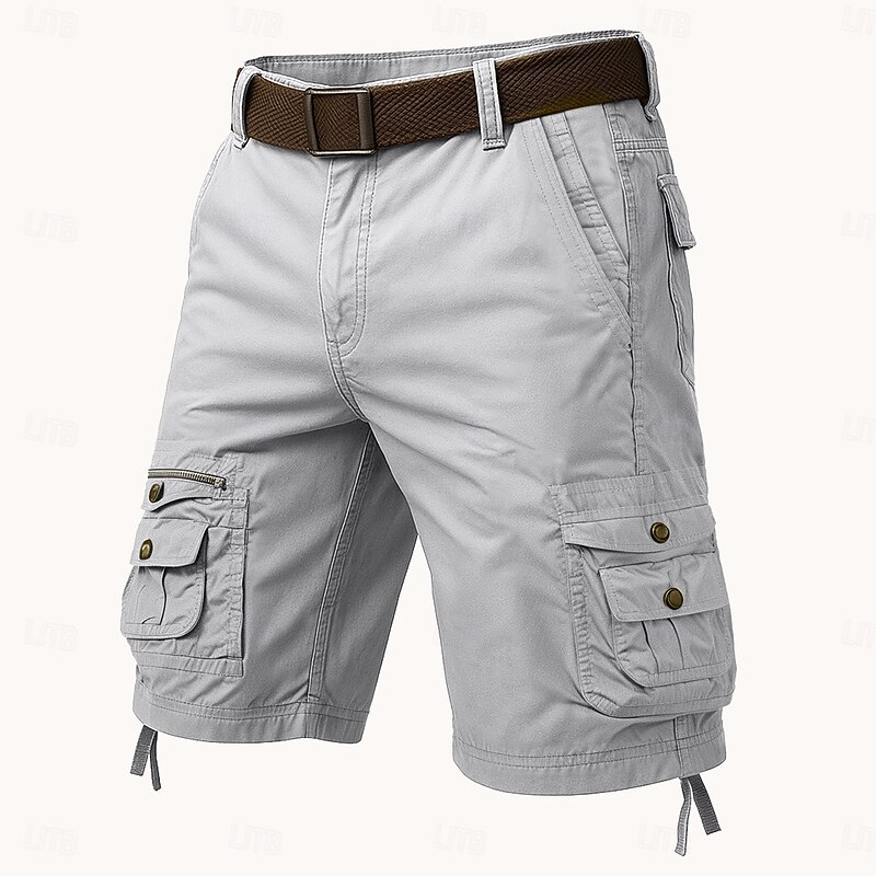 Men's Cargo Shorts Shorts Bermuda shorts Beach Shorts Work Shorts Leg Drawstring Multi Pocket 6 Pocket Plain Knee Length Outdoor Sports Outdoor Casual Vacation Streetwear Black Red4