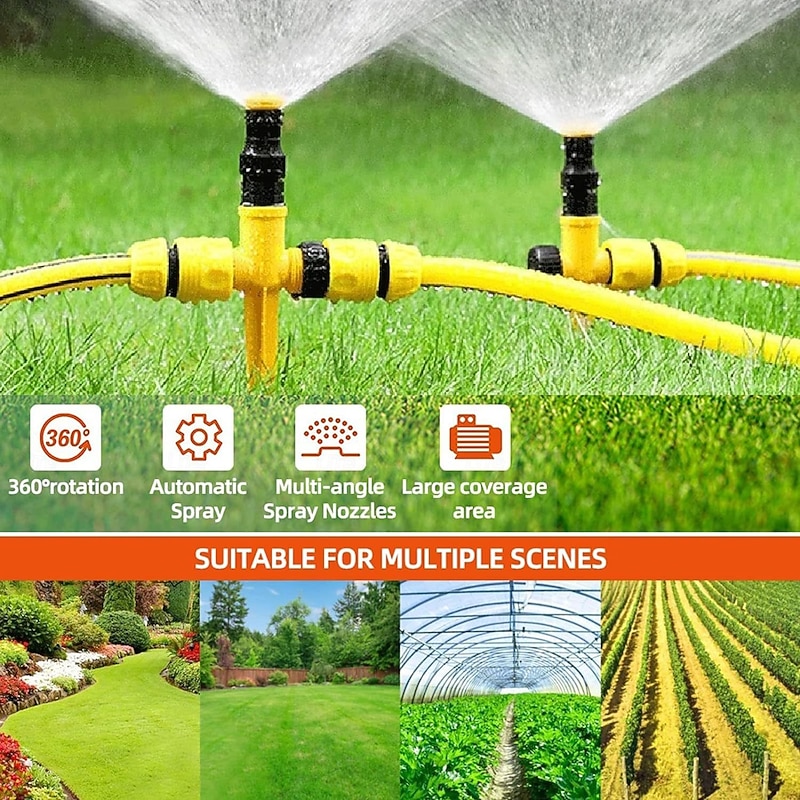Automatic Rotary Sprinkler for Lawn and Garden, 360° Irrigation Sprayer for Flowers, Vegetables, Yard, Nursery Watering System