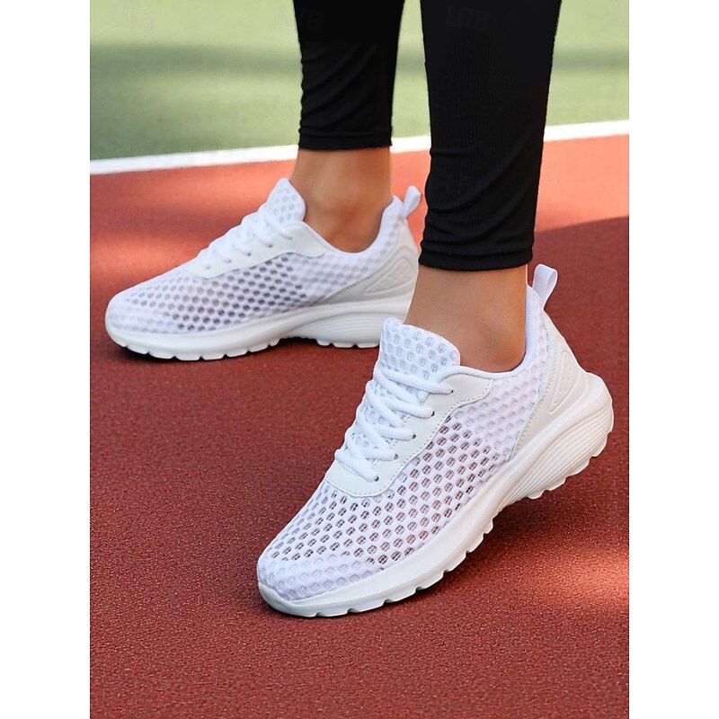 Women's Lightweight Gray Mesh Running Sneakers with Lace-Up Design for Jogging, Fitness and Outdoor Workouts2