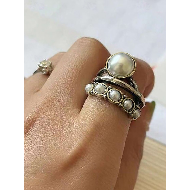 Women's Vintage Pearl Ring - Bohemian Style, Perfect for Casual and Beach Wear4