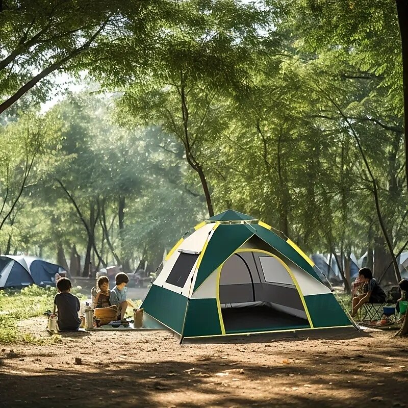 Double Door Double Window Folding Portable Camping Tent Ventilated Waterproof Windproof Portable 2-3/3-4 People Suitable for Outdoor Camping Mountaineering and Travel3