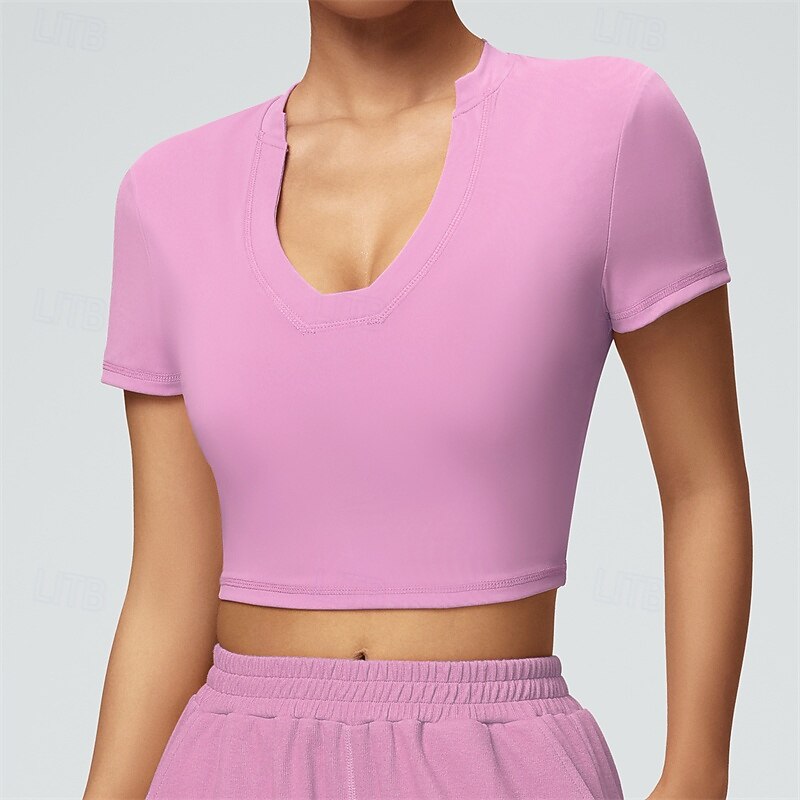 Women's Solid Colored Sport Shirt Tennis Shirt Tennis Top Moisture Wicking Breathable Tennis Golf Pickleball V Neck Black Pink Purple Tennis Clothing2