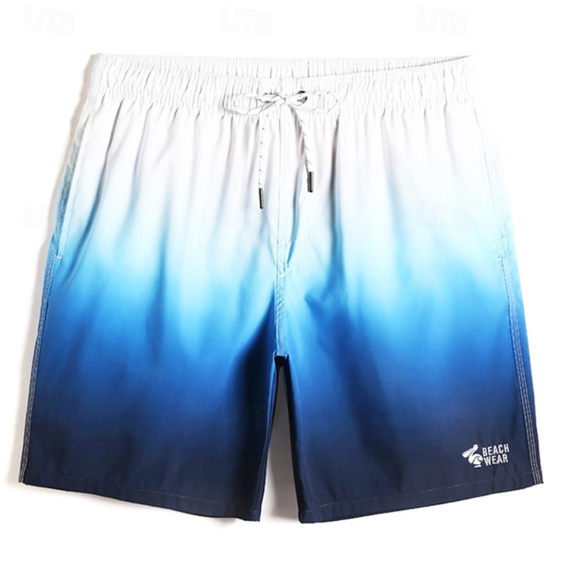 Men's Swim Trunks Swim Shorts Board Shorts Gradient Quick dry Breathable Drawstring Elastic Waist Vacation Beach Hawaiian Casual Blue4