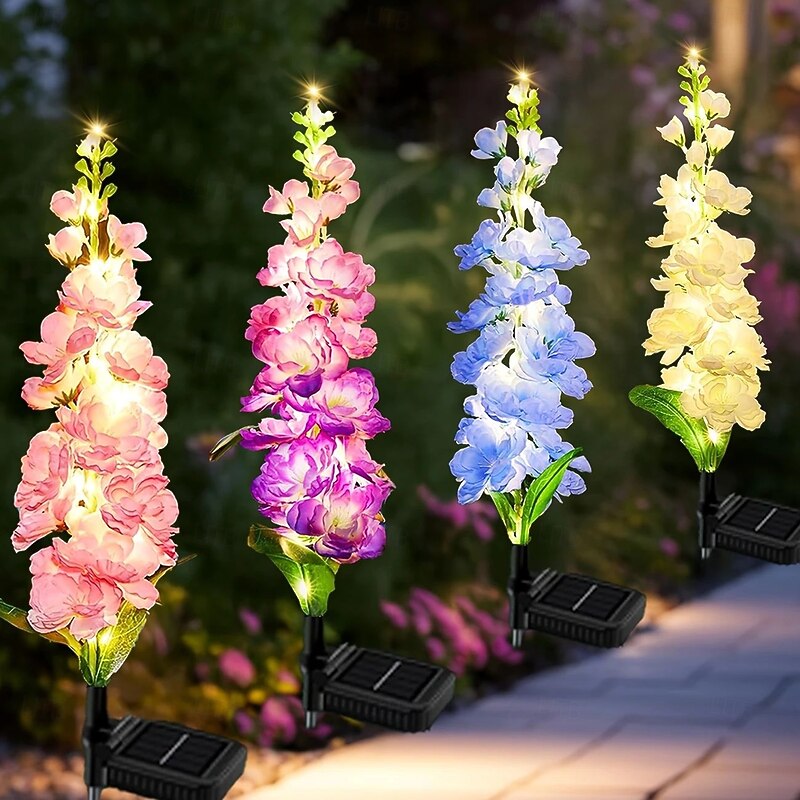 2 Pcs Solar Outdoor Garden Light Simulated Flowers IP65 Waterproof Solar LED Lawn Light for Courtyard Path Patio Outdoor Holiday Atmosphere Decoration3
