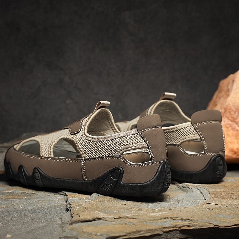 Men's Sandals Brown Mesh Outdoor Sandals with Adjustable Straps and Cushioned Sole for Hiking Beach and Summer Adventures4