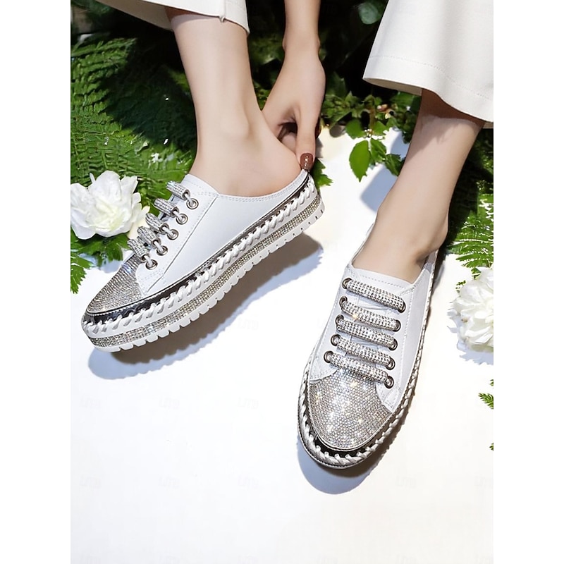 Women's Silver Metallic Slip-On Sneakers with Glitter Detailing, Casual Platform Shoes for Everyday Wear and Dates2