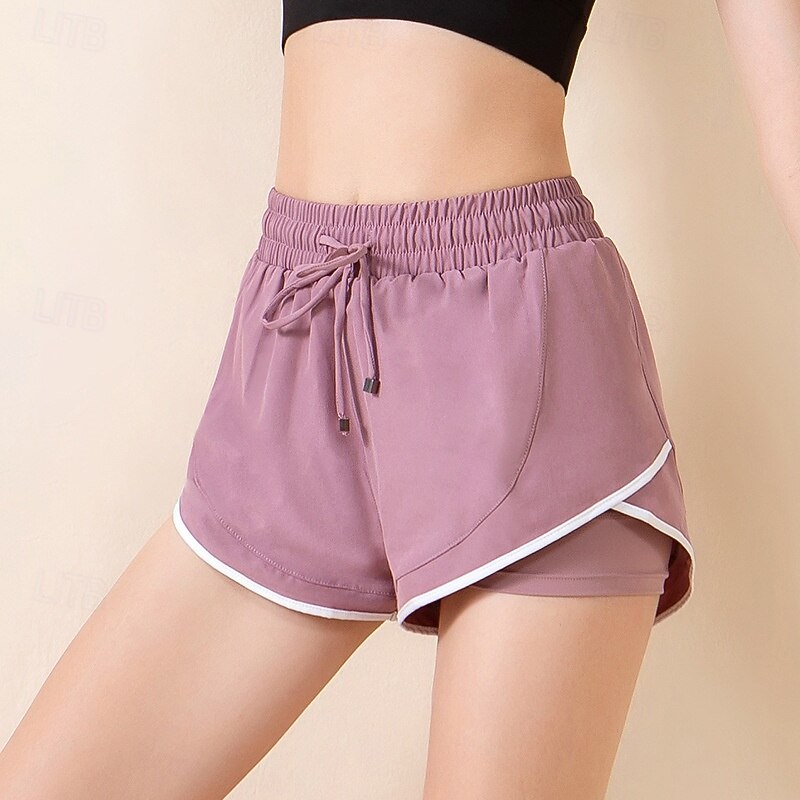 Women's Sports Shorts Tennis Shorts Drawstring 2 in 1 Contrast Binding Moisture Wicking Breathable Tennis Golf Pickleball Pink Purple Green Tennis Clothing3