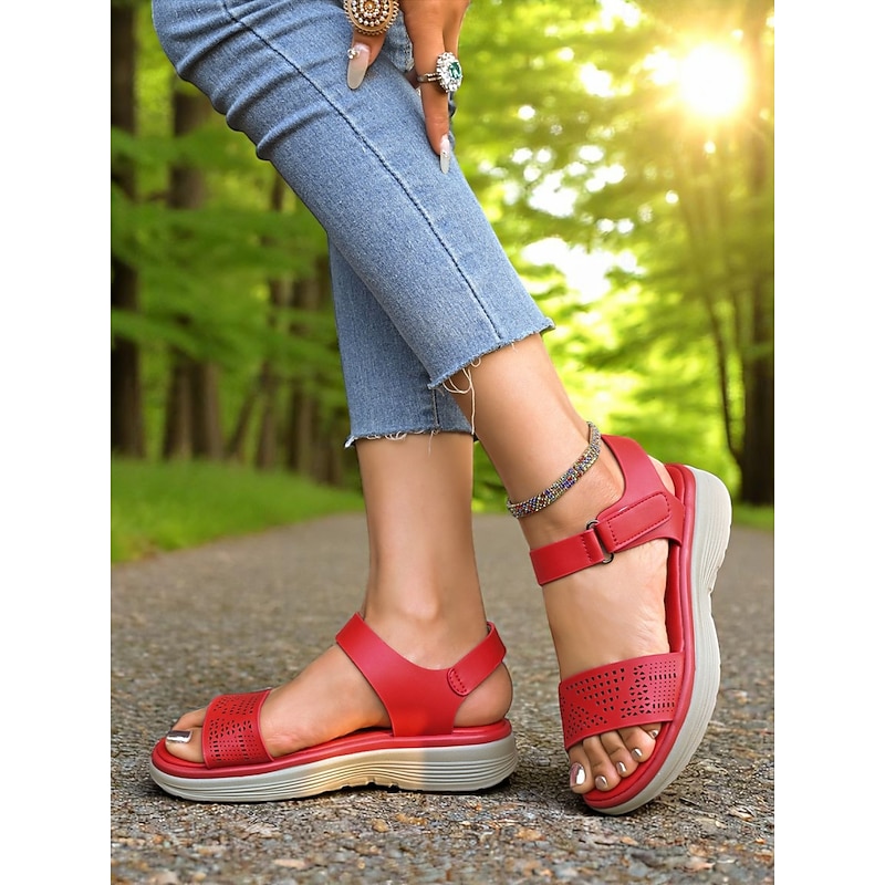 Women's Perforated Sandals - Comfortable and Stylish Open-Toe Design, Perfect for Casual Walks and Summer Days
